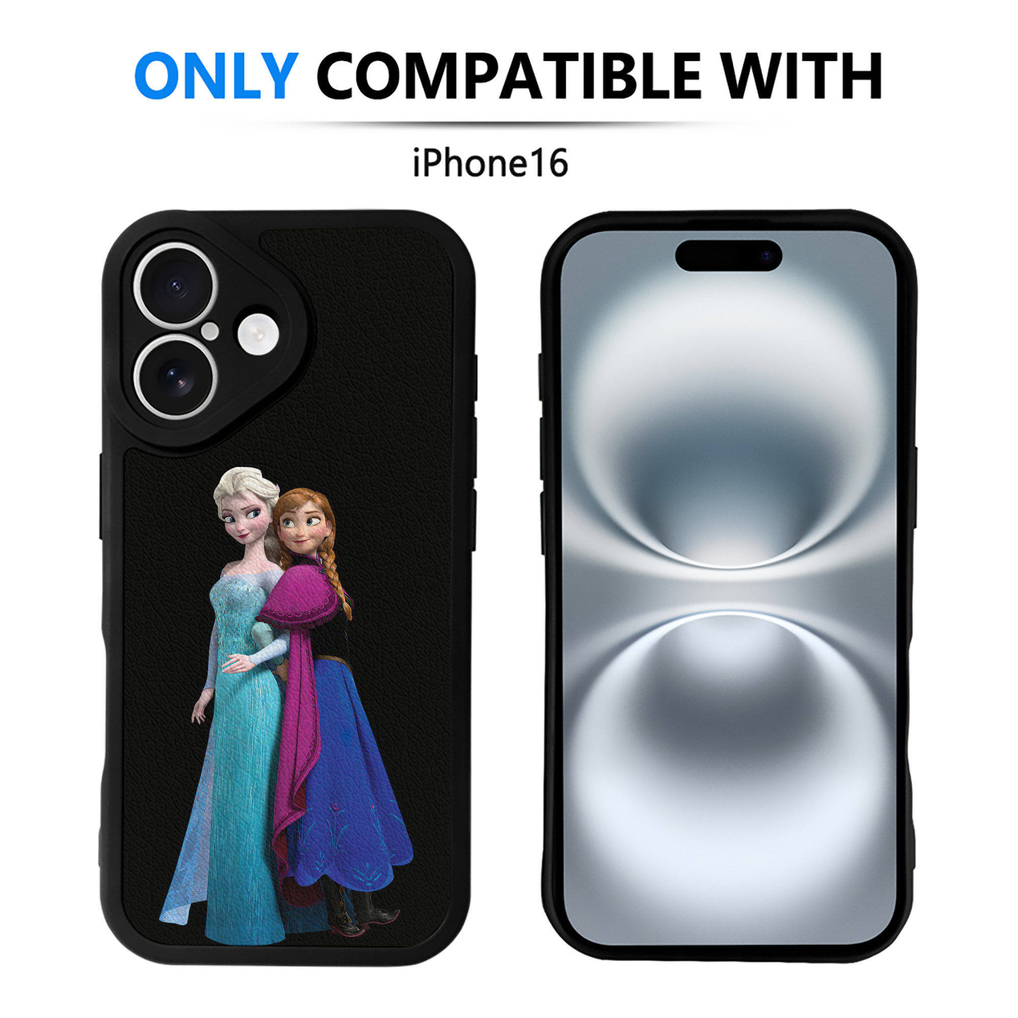 （画像用） アナと雪の女王 アンナ エルサ Frozen Anna Elsa 【iPhone 16シリーズ対応】シリコンスマホケース（レザー調） 材質：シリコン